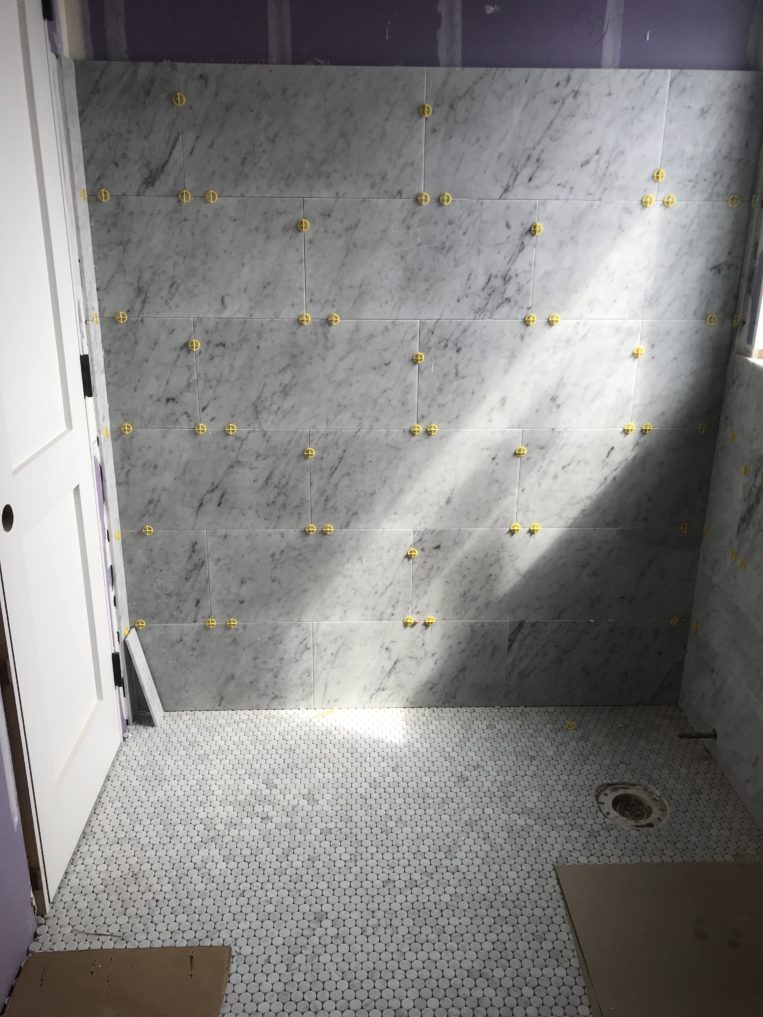 Bathroom with real carrara marble